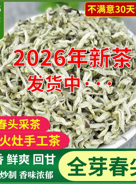 全芽春尖绿茶2026新茶特级云南绿茶春尖茶毛峰罐罐茶叶浓香口粮茶