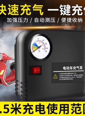 电瓶车电动车便携式车载打气筒48V60V72V96V通用摩托车轮胎充气泵
