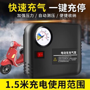 电瓶车电动车便携式 车载打气筒48V60V72V96V通用摩托车轮胎充气泵