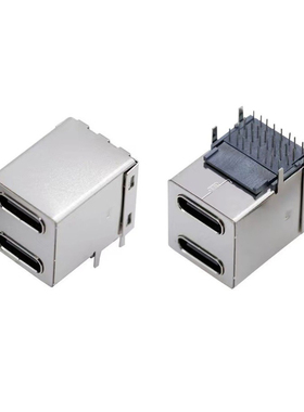 TYPE-C双层母座90度卧式16+16P/24+24PIN插座usb连接器双口C口