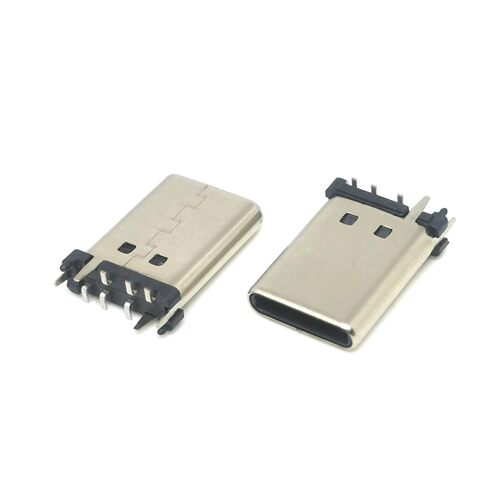Type-C公头6IN立式贴片高度11.1立贴USB 公座电器插头新款6P