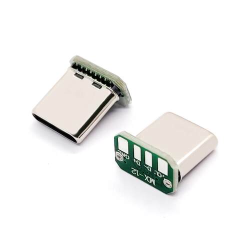 USB TYPE-C公头16Pin拉伸立贴9.5带数据四个焊盘带板4芯5芯6芯