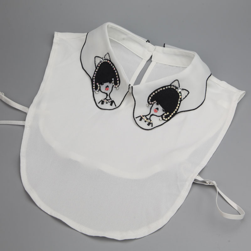 精美品秋冬小美人雪纺假领水钻钉珠衬衫假领子女百搭装饰领假衣领