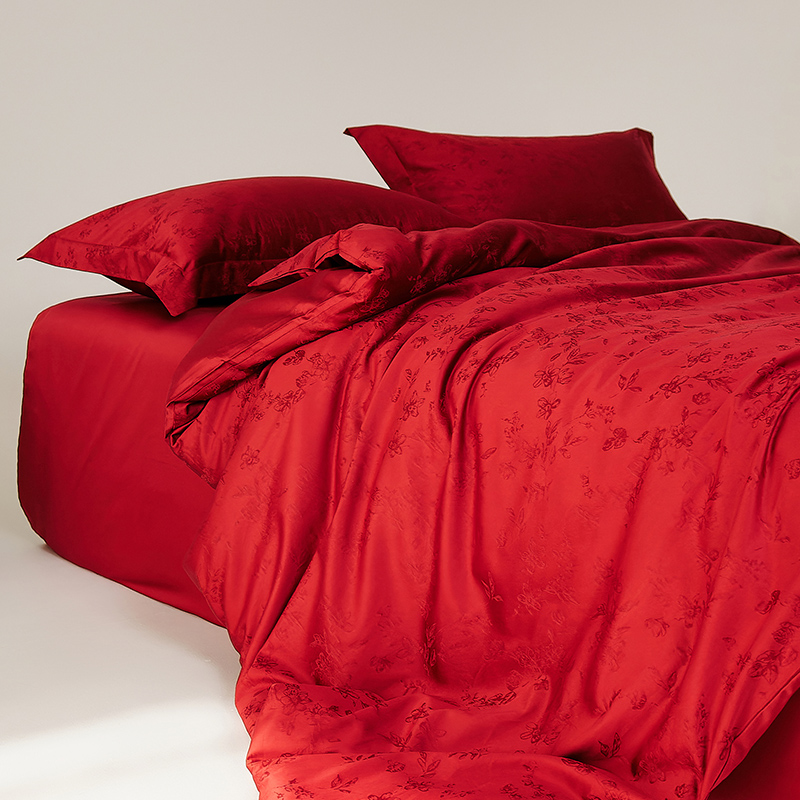 100支长绒棉提花婚庆四件套