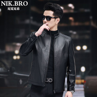 新款机车服皮衣男真皮短款青年潮流头层牛皮纯皮夹克修身立领外套