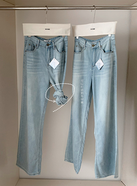 小个子150cm高腰九分浅色牛仔阔腿裤女夏宽松高腰145xs直筒长裤潮