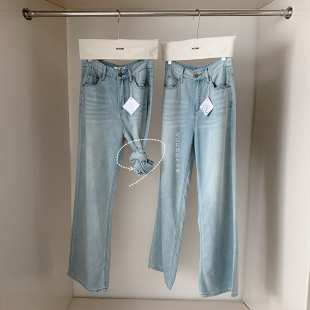 小个子150cm高腰九分浅色牛仔阔腿裤 潮 女夏宽松高腰145xs直筒长裤