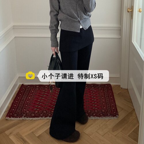 小个子150假两件微喇休闲裤女春