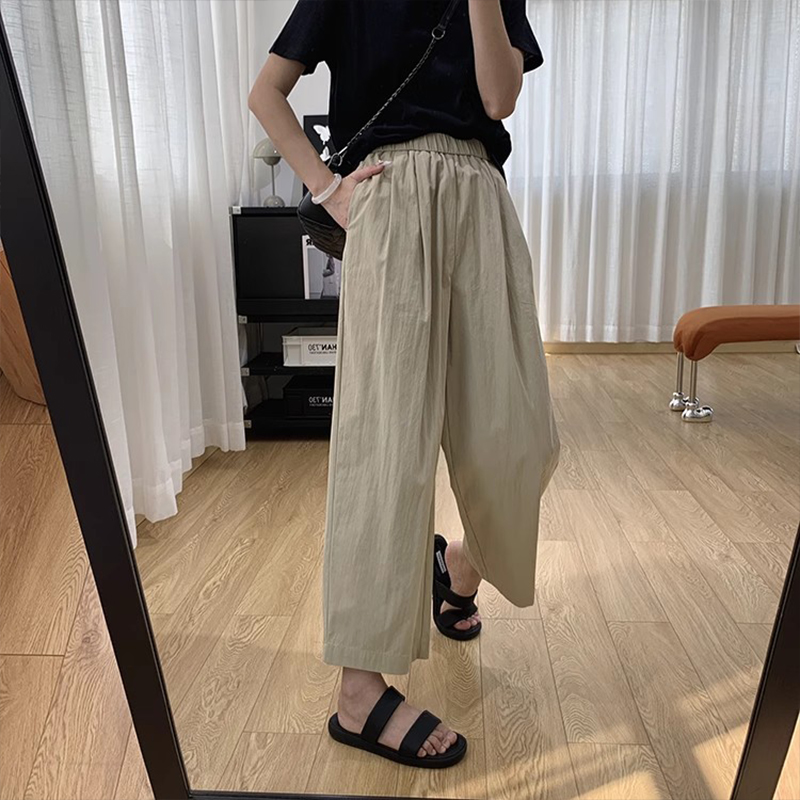 冰丝九分山本裤女夏季薄款小矮个子垂感懒惰风百搭高腰休闲直筒裤