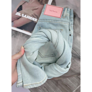 150小矮个子浅色牛仔阔腿裤女夏季宽松显高穿搭145xs窄版直筒长裤