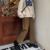 150小矮个子灯芯绒阔腿裤 女秋冬显高穿搭宽松155xs休闲直筒长裤 潮