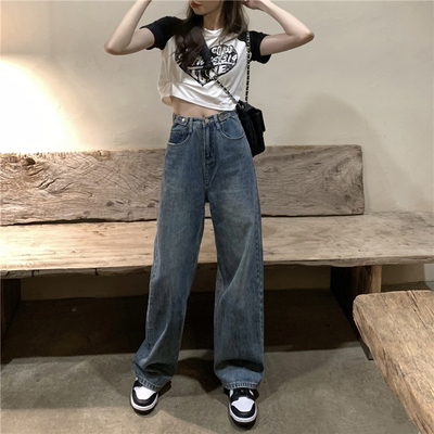 高腰长裤薄款牛仔夏季小个子显高