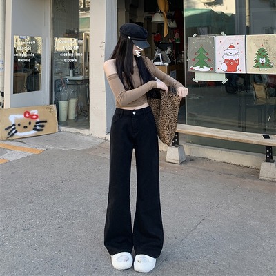 高腰长裤显高牛仔秋季小个子常规