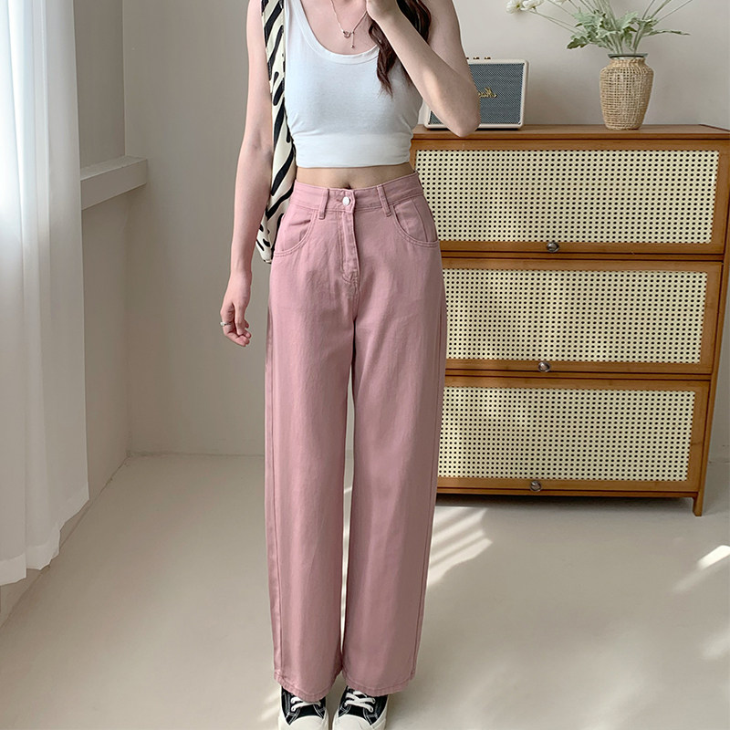 150小矮个子脏粉色牛仔阔腿裤女春秋季显高155xs辣妹窄版直筒长裤,女装/女士精品,牛仔裤,淘宝优惠券,粉丝福利购,淘宝优惠卷