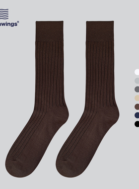 oceanwings Socks男士商务休闲袜咖啡色中长筒袜黑色皮鞋袜子男