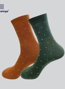 oceanwings男士商务休闲经典波点袜子橙色正装皮鞋绿色波点男袜