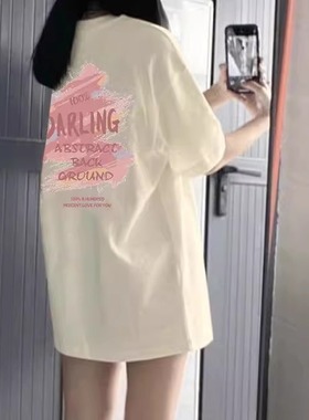 夏日多巴胺100%纯棉2025新款短袖T恤女设计感气质国潮宽松上衣潮