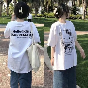 重磅纯棉韩系百搭洋气小众趣味Kitty短袖 t恤女夏宽松显瘦ins上衣
