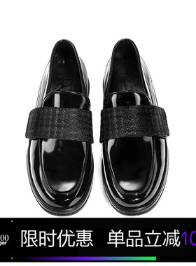 Kami anger原创设计亮面黑色帆船鞋