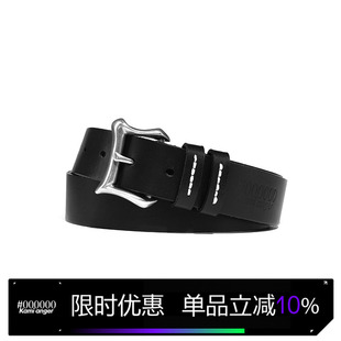 Kami anger原创设计小众凵形针扣头层牛皮腰带针扣皮带男女