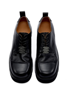 Kami anger严浩翔同款意大利牛皮圆头厚底鞋增高德比鞋休闲皮鞋男