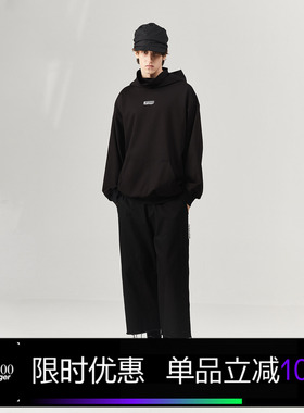 Kami anger原创设计春季黑色直筒休闲裤磨边裤脚羊毛八分西裤男潮