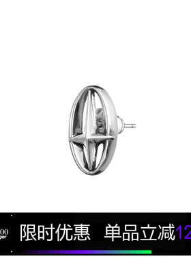 Kami anger X sidereal 原创设计925银小众个性十字椭圆耳钉中性