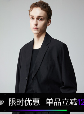 Kami anger原创设计四季黑色西服外套宽松粗斜纹休闲西装男通勤潮