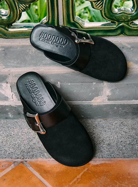 Kami anger原创设计黑色「凵」形针扣博肯鞋