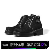 anger 李斯丹妮同款 牛仔厚底德比鞋 Kami 原创设计高帮增高皮鞋