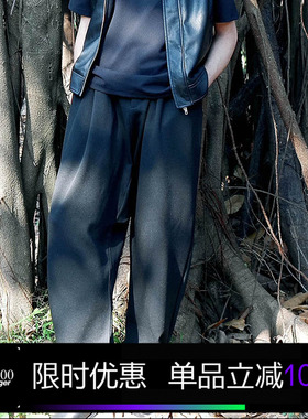 Kami anger 胯裆休闲裤 原创设计黑色抗皱宽松立裁裤男潮