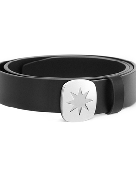 Kami anger李斯丹妮同款小众八角星镜面钢扣头层牛皮腰带针扣皮带