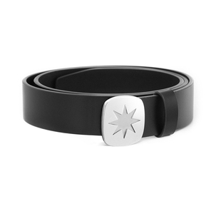 Kami 小众八角星镜面钢扣头层牛皮腰带针扣皮带 anger李斯丹妮同款