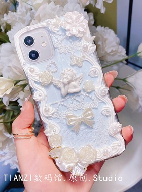 ins风巴洛克小天使手机壳适用于iPhone17Pro Max/16/15/14华为p70p600mate70 pro/60/50vivox200reno14小米15