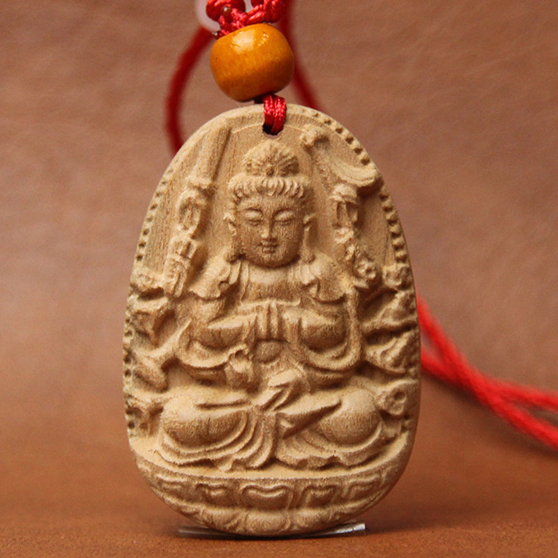 天然桃木十二生肖守护神项链