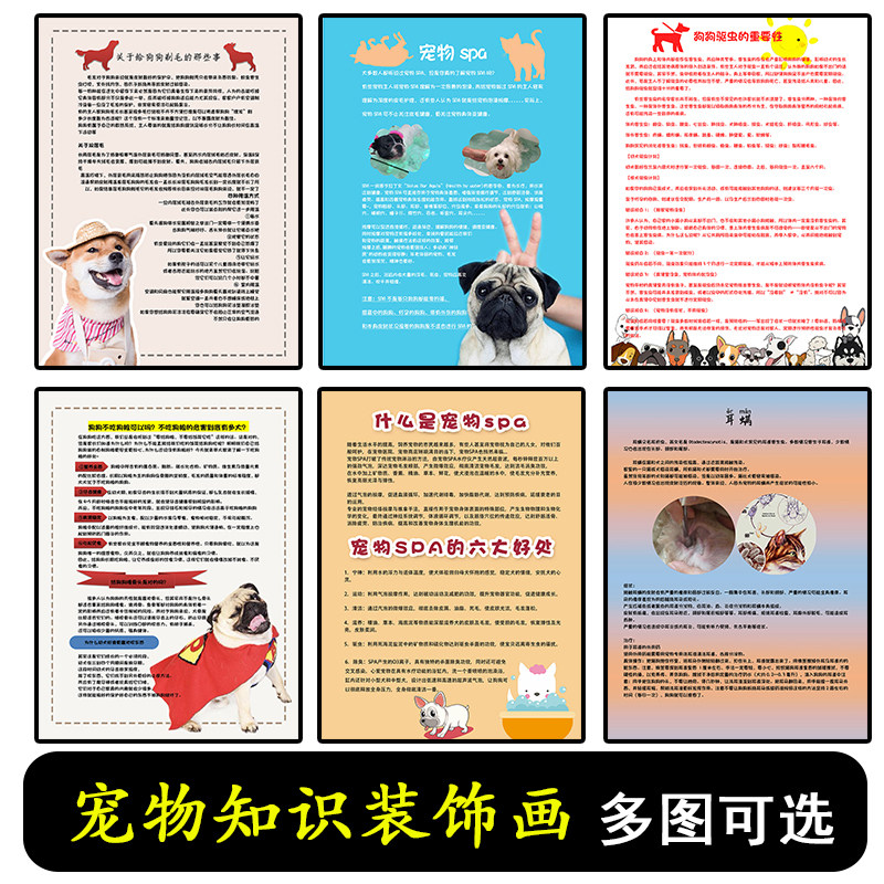 宠物医院诊所海报宠物店护理知识驱虫剃毛SPA耳螨养狗装饰贴墙画