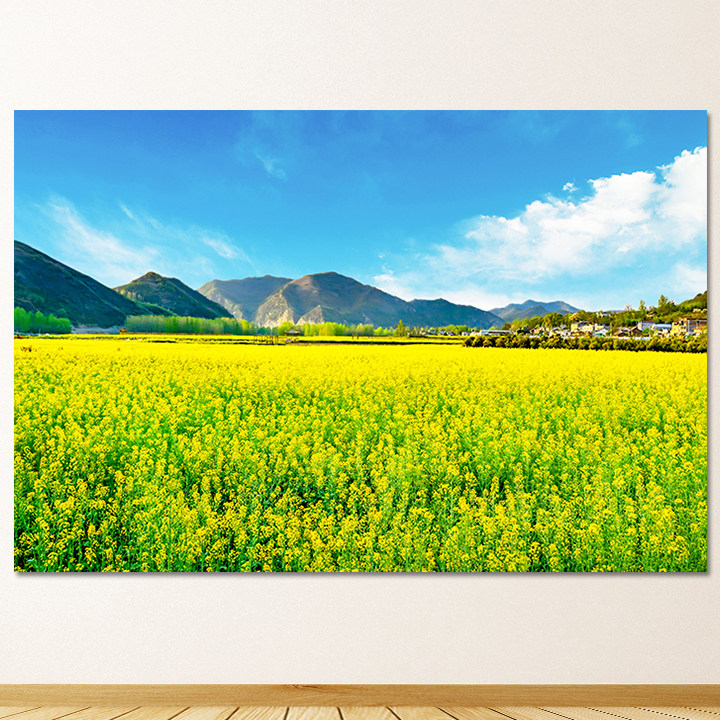 油菜花装饰画自然风景春天美景房间贴画卧室装饰画定制挂画贴墙画