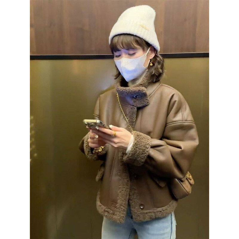 女短款新款外套毛2025羊羔机车上衣服一体皮毛爆款秋冬加厚小个子