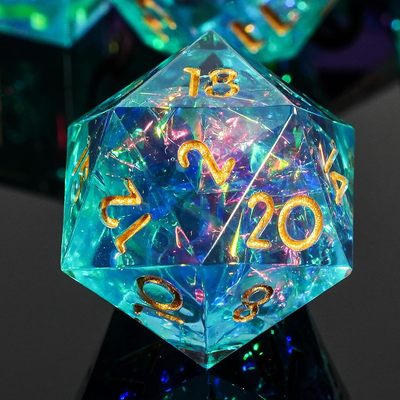 尖角树脂coc跑团骰子dnd可动龙眼睛流沙D6D8D10D12D20面桌游色子