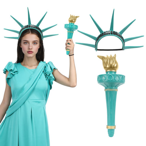 成人舞台剧演出自由女神像火炬头饰Lady Liberty Crown Torch