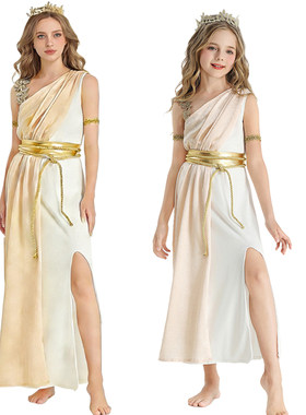 亲子派对希腊女神中世纪裙子舞台剧演出雅典娜Greek Goddess服装
