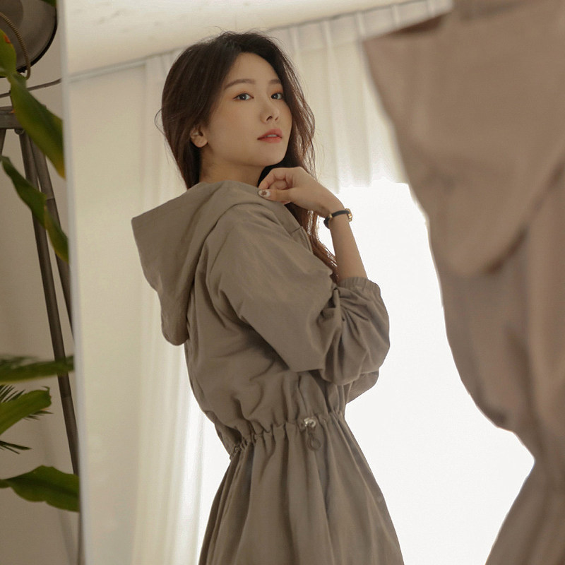 连衣裙女带帽子休闲长袖春秋2024新款爆款大码胖mm先手休闲收腰夏