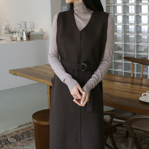 马甲裙系带弹力中长款韩版纯色