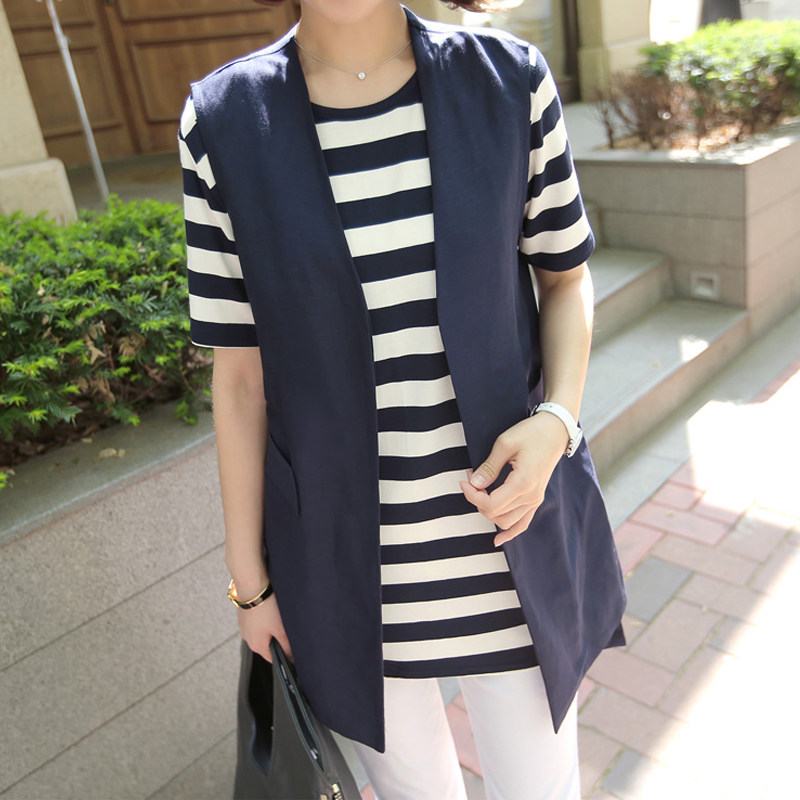 棉麻夏季马甲女薄款中长款坎肩大码2025新款韩版休闲宽松胖mm妹妹