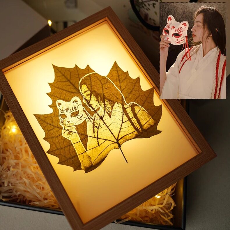 叶雕定制照片朋友老婆情侣闺蜜送女生生日情人节礼物礼盒树叶雕刻
