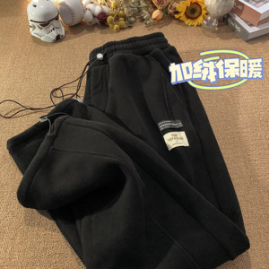 新款加绒加厚束脚裤休闲潮流直筒裤子z1002-1-K1060P65控78,大衣可以搭配什么裤子图片大全图片