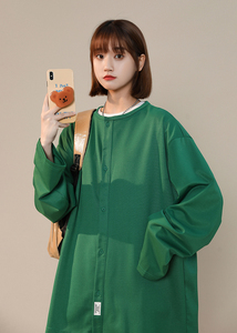 2026秋季新款中性潮流圆领宽松开衫衬衫男女xz1002-1-Y56p60图片