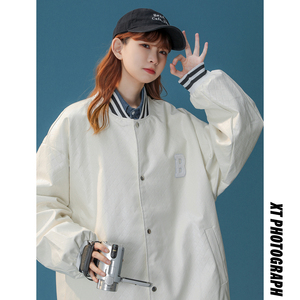 中性款！2026秋季新款PU棒球服宽松休闲皮夹克xz1002-1-Y58P105图片