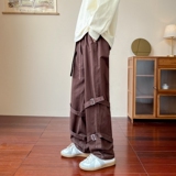 美式棕色绑带工装裤潮流休闲炸街痞帅男长裤z1002-1-K51P55，男装工装外套，星座906（原电商a316-1）