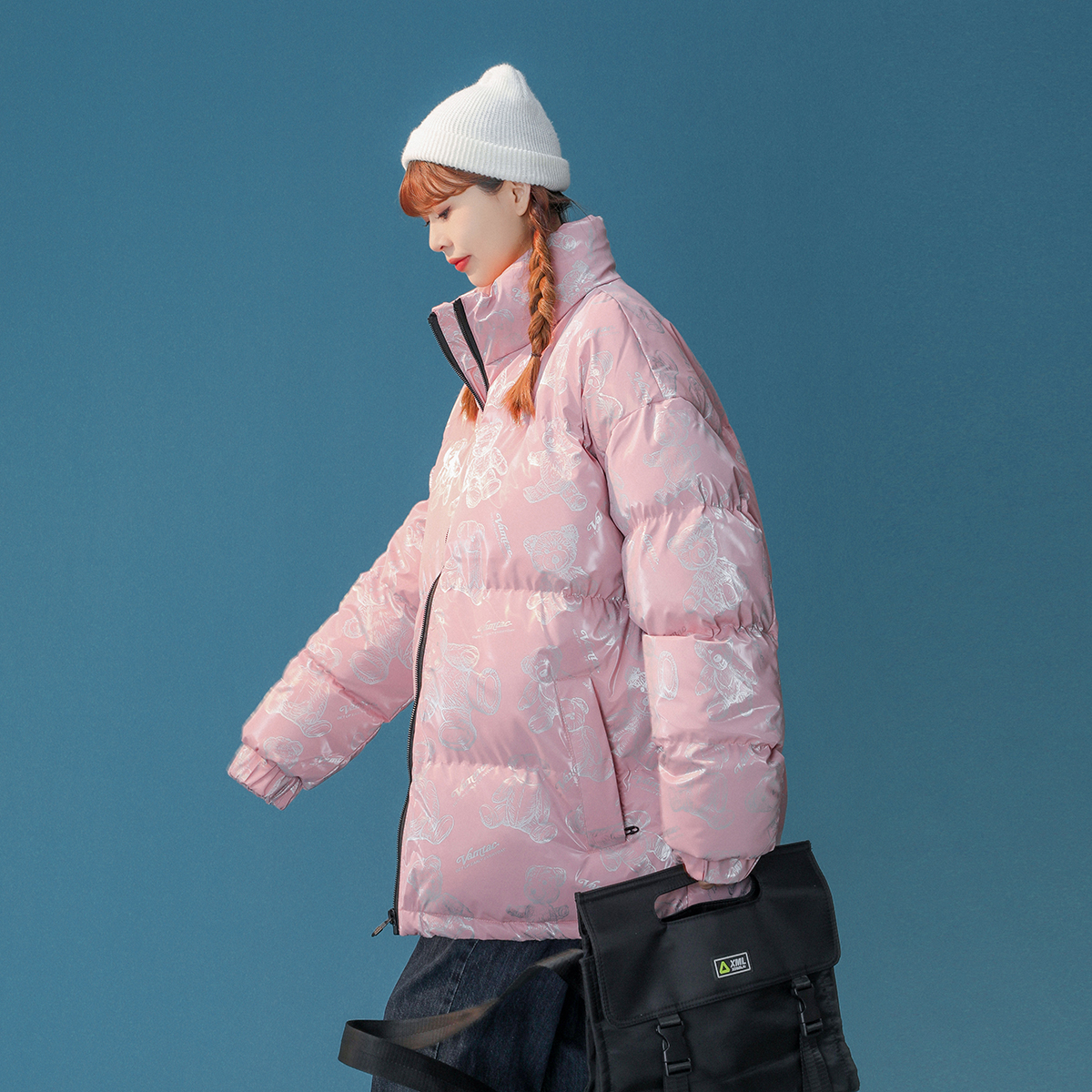 中性款！新款粉红色印花小熊棉袄面包服xz1002-1-Y63p128控158，男装棉衣，星座906（原电商a316-1）